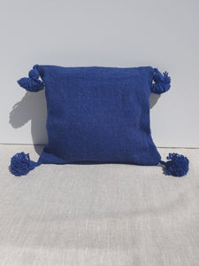 Kussen pompom blauw small