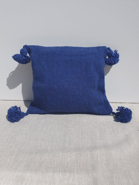 Kussen pompom blauw small