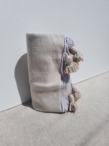 Pompom deken beige -xl-
