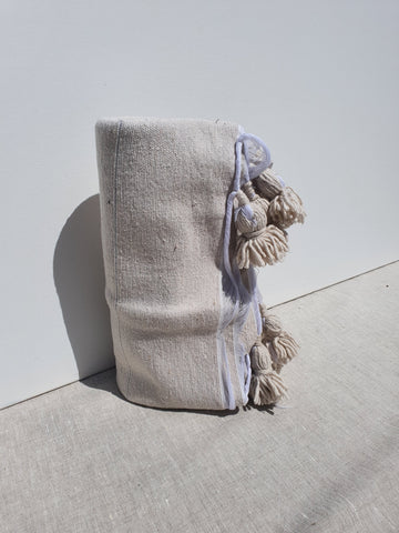 Pompom deken beige -s-